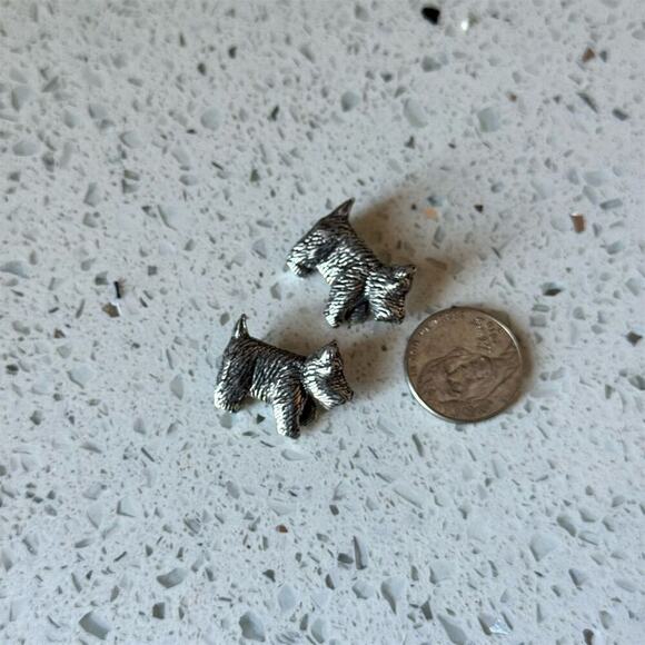 2 Vintage 90s Scottie Dog Danforth Pewter Button Charm 1992 Retired Terrier - Picture 4 of 9